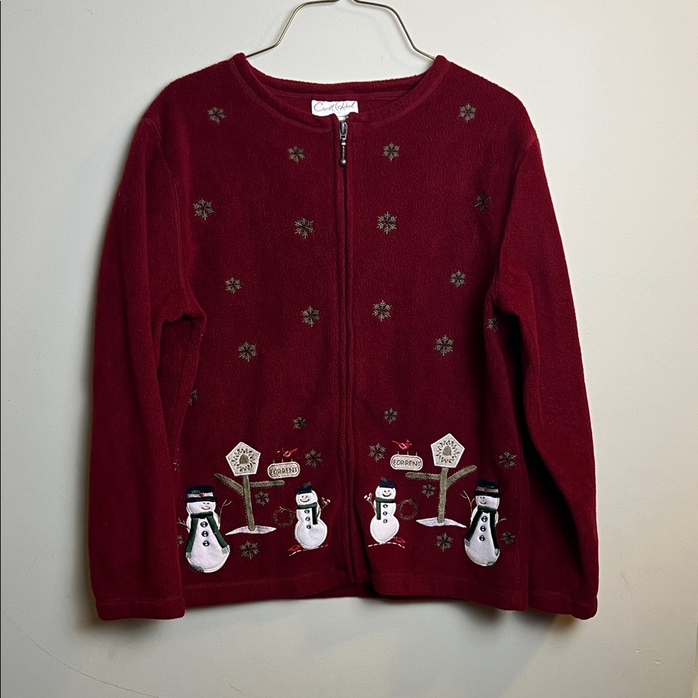 Small Carroll Reed Women's Red Snowman Sweater vintage Christmas Grandmacore